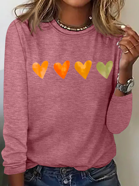 

Cute Watercolor Heart, Valentine's Day Casual Long Sleeve Shirt, Watermelon, Long sleeves