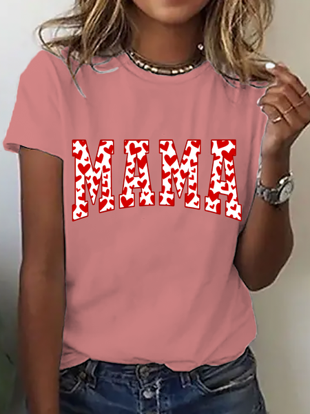 

Mama Valentines Heart Valentines Day Cotton T-Shirt, Orange pink, T-shirts