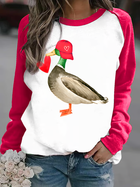 Women'S Valentine's Day Crew Neck Sweatshirt, Pink, Hoodies&Sweatshirts