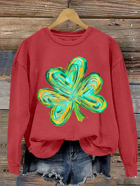 

Colorful Clover St Patrick's Day Casual Sweatshirt, Red, Hoodies&Sweatshirts