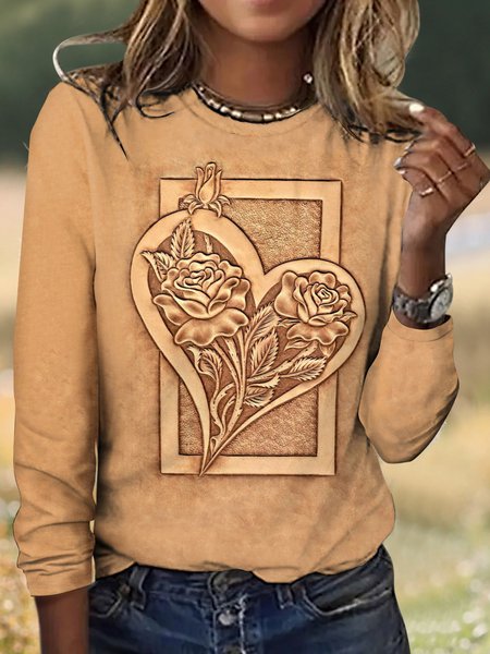 

Vintage Plaid Crew Neck Long Sleeve T-shirt, Khaki, T-shirts