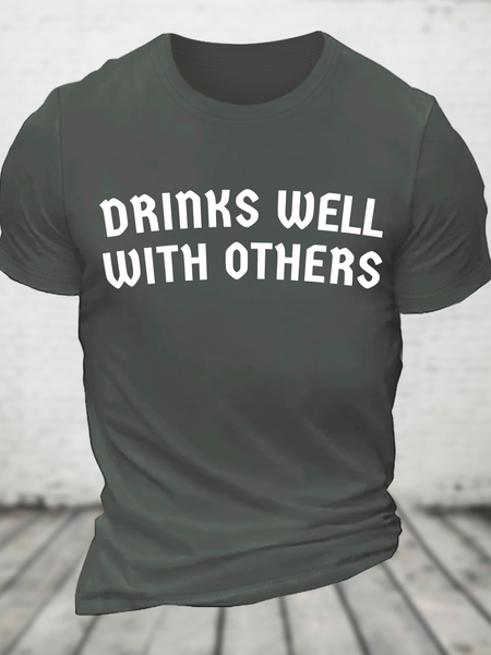 

Drinks Well With Others - St. Patrick's Day Drinkers Cotton T-Shirt, Deep gray, T-shirts