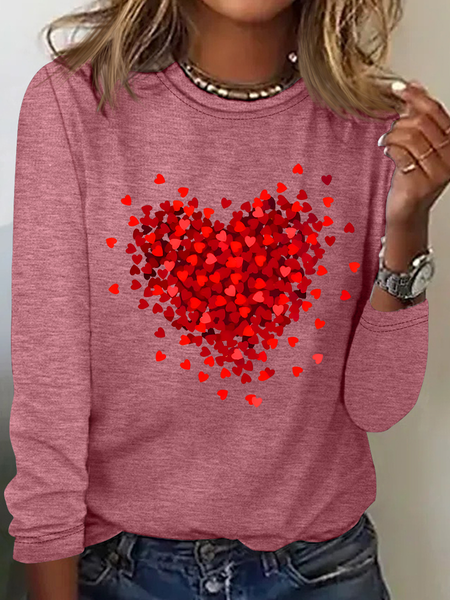Let Love Fill Your Heart Casual Long Sleeve Shirt, Watermelon, Long sleeves