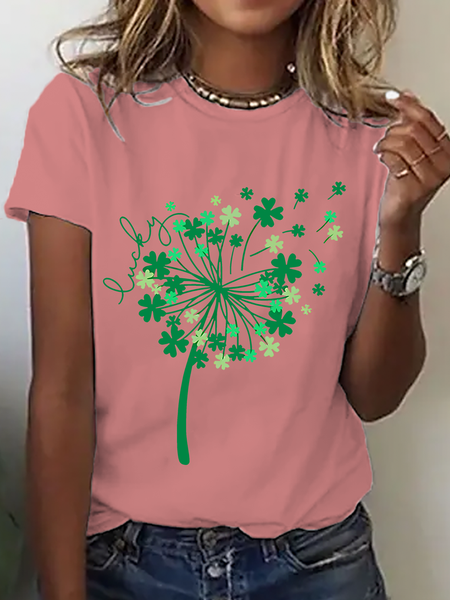 

St Patricks Day Dandelion Cotton T-Shirt, Orange pink, T-shirts