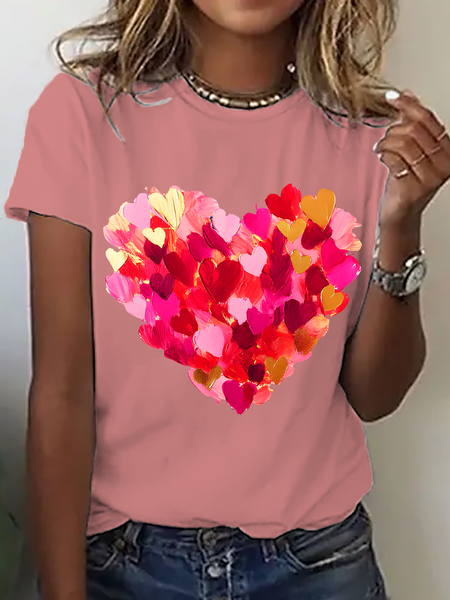 

Valentine Day Heart Cotton T-Shirt, Orange pink, T-shirts