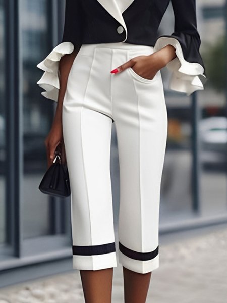 

Urban Color Block Slim Fit Pants, White, Pants