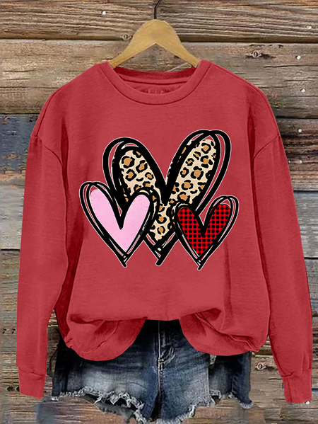 

3 Doodle Heart Valentines Casual Sweatshirt, Red, Hoodies&Sweatshirts