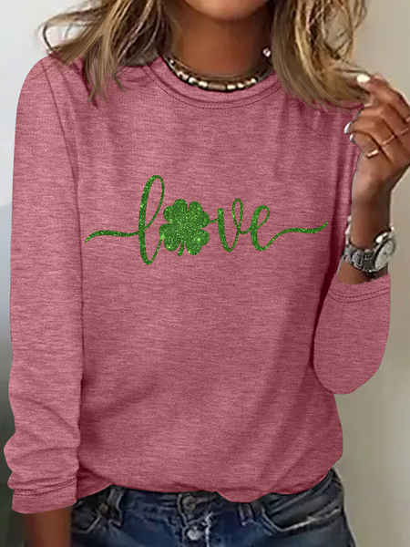 

Love St Patrick's Day Casual Long Sleeve Shirt, Watermelon, Long sleeves