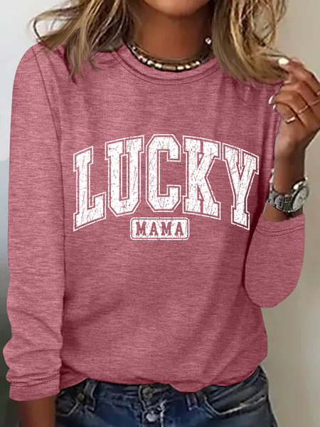 Lucky Mama Casual Long Sleeve Shirt, Watermelon, Long sleeves