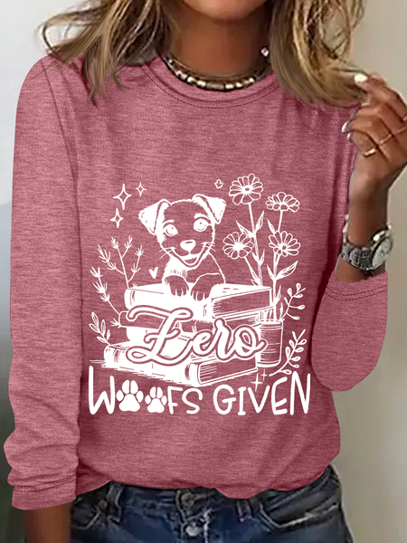 Zero Woofs Given, Funny Dog Mom Casual Long Sleeve Shirt, Watermelon, Long sleeves