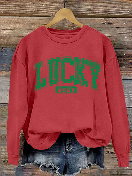 

Lucky Mama Casual Sweatshirt, Red, Hoodies&Sweatshirts