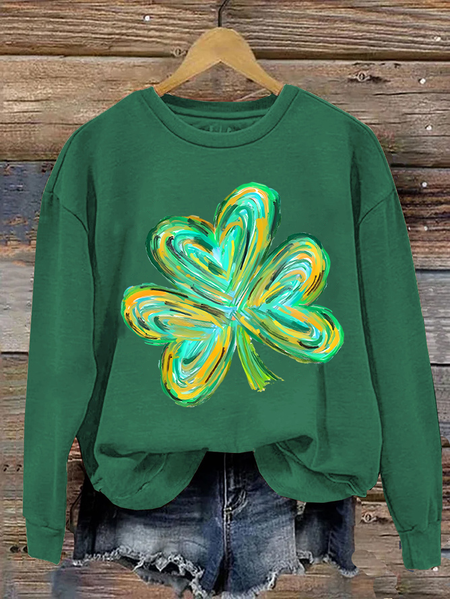

Women's Shamrock Crew Neck Casual Spring/Fall Long Sleeve Sweatshirt, Green, Sweatshirts & Hoodies