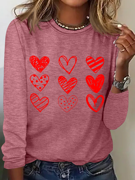 

Womens Valentines Hearts , Valentine's Day Casual Long Sleeve Shirt, Watermelon, Long sleeves