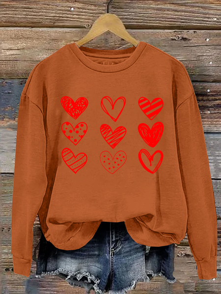 

Womens Valentines Hearts , Valentine's Day Casual Sweatshirt, Orange, Hoodies&Sweatshirts