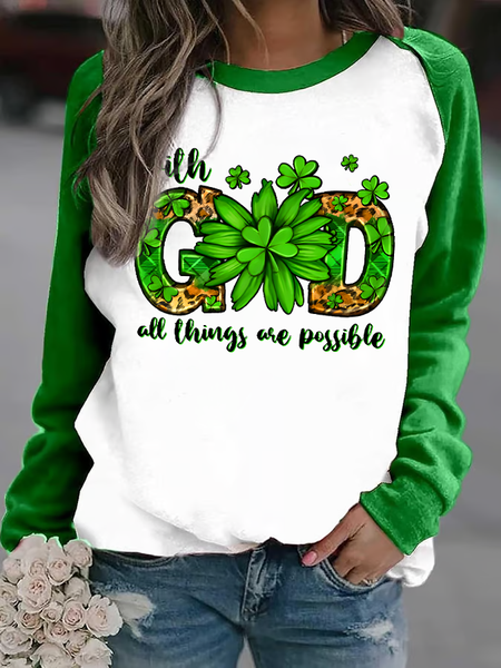 

Women'S St. Patrick's Day Crew Neck Sweatshirt, Green, Hoodies&Sweatshirts