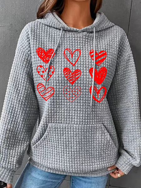 

Womens Valentines Hearts , Valentine's Day Simple Loose Hoodie, Gray, Hoodies&Sweatshirts