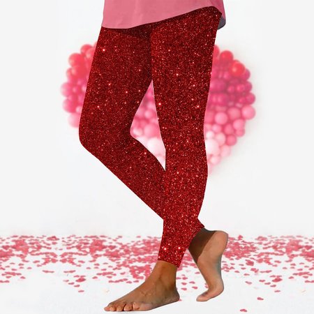Casual Polka Dots Cotton Leggings, Red, Leggings