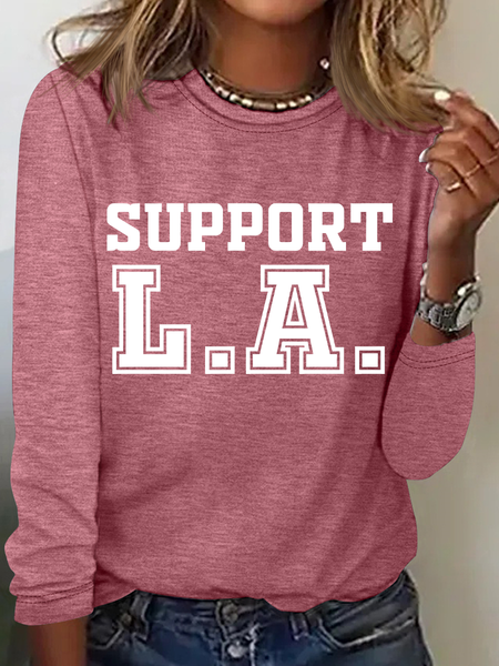 

Support La Wildfire Relief Casual Long Sleeve Shirt, Watermelon, Long sleeves