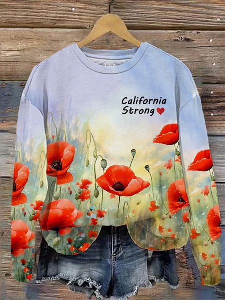 

Women's Crew Neck Floral Printing Casual Spring/Fall Long Sleeve Sweatshirt, As picture, Sweatshirts & Hoodies