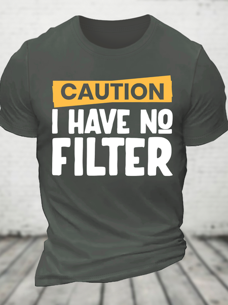

Caution No Filter Cotton T-Shirt, Deep gray, T-shirts