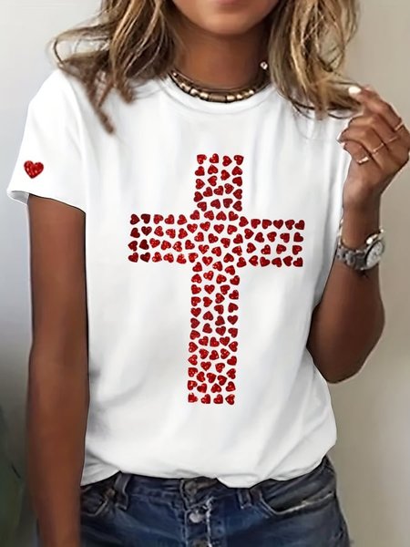 Casual Cotton T-Shirt, White, T-shirts