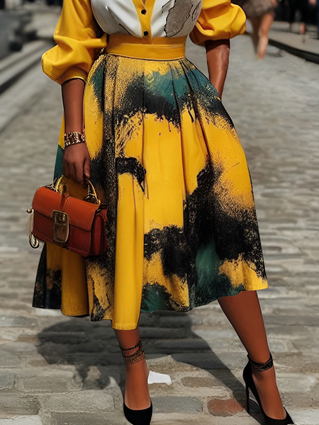 Urban Random Print Mini Skirt, As picture, Skirts