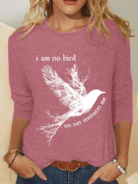

I Am No Bird Jane Eyre Charlotte Brontë Casual Long Sleeve Shirt, Watermelon, Long sleeves