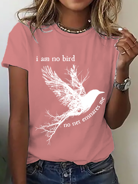

I Am No Bird Jane Eyre Charlotte Brontë Cotton T-Shirt, Orange pink, T-shirts