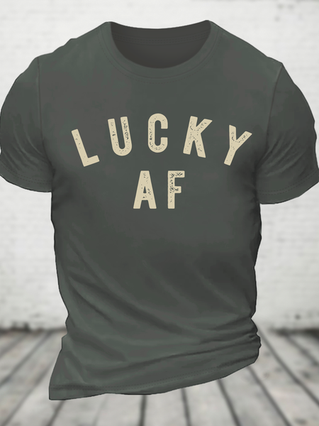 Lucky AF Cotton T-Shirt, Deep gray, T-shirts