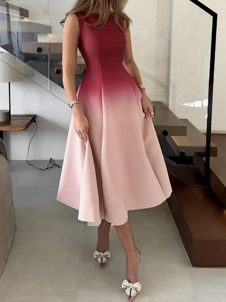 

Elegant Gradient Pattern Midi Dress, As picture, Midi Dresses