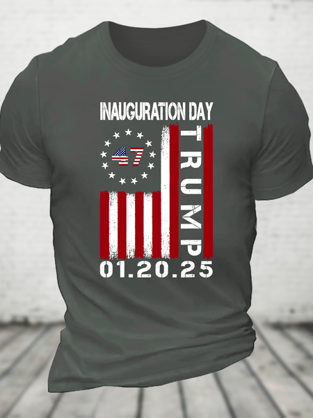 

President Donald Trump Inauguration Day 2025 Memorabilia Fla Cotton T-Shirt, Deep gray, T-shirts