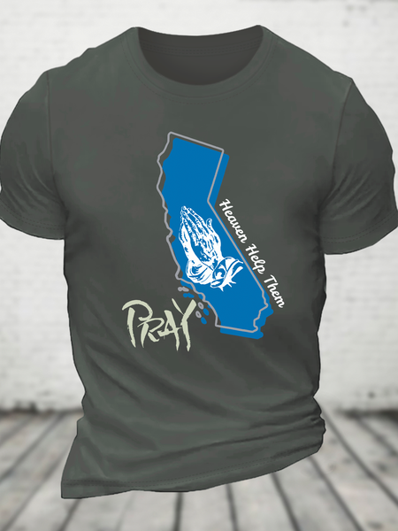 Pray For Los Angeles California Cotton T-Shirt, Deep gray, T-shirts