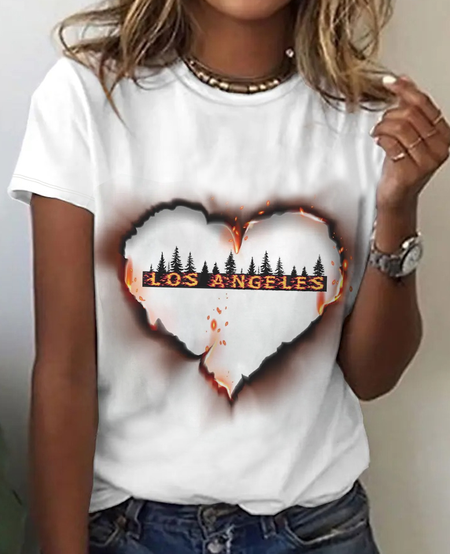 Prayer Los Angeles Fire Top, White, T-shirts