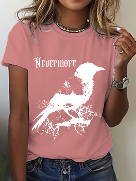 

The Raven Nevermore Cotton T-Shirt, Orange pink, T-shirts
