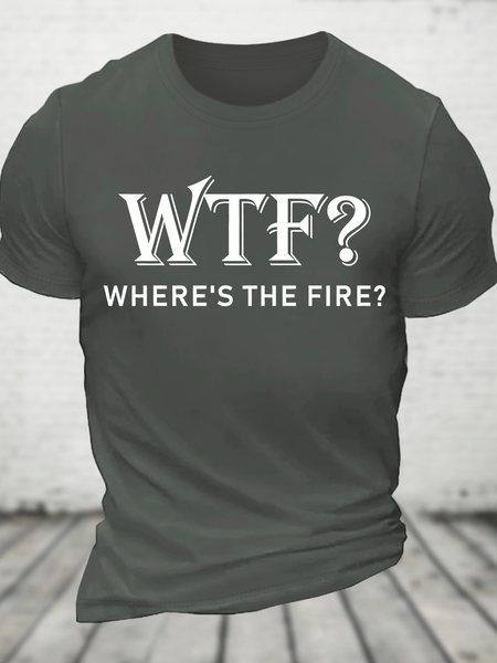 

Funny Firefighter WTF Where's The Fire Cotton T-Shirt, Deep gray, T-shirts