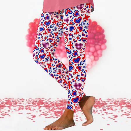 Casual Geometric Long Leggings, White, Leggings