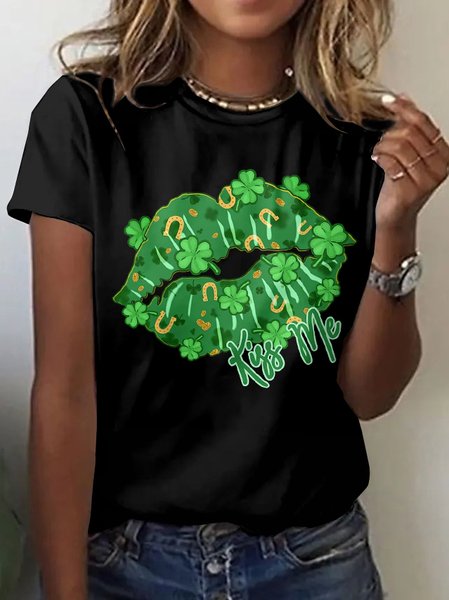 

Vintage St. Patrick's Day Animal Crew Neck Short Sleeve T-shirt, Black, T-shirts