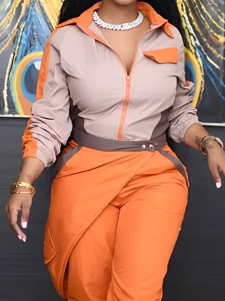 

Casual Color Block Jacket, As picture, Jackets