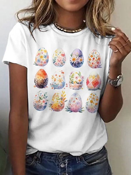 

Vintage Easter Eggs Crew Neck Short Sleeve T-shirt, White, T-shirts