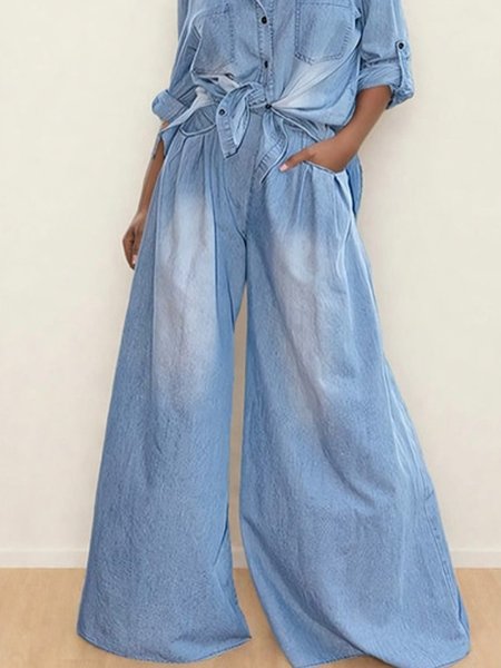 

Urban Distressing Denim Loose Jeans, Blue, Jeans