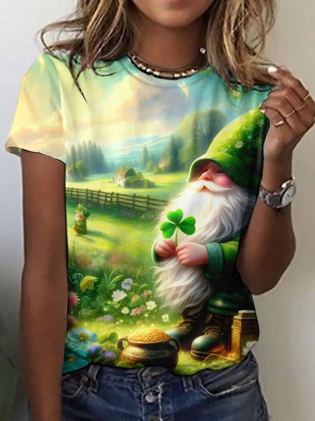 

Vintage St. Patrick's Day Animal Crew Neck Short Sleeve T-shirt, Green, T-shirts