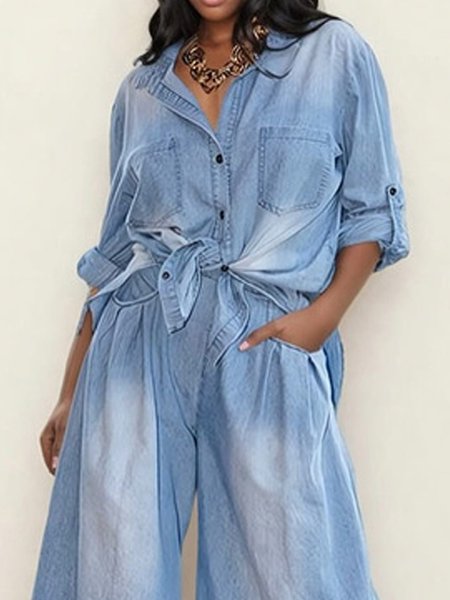

Urban Plain Distressing Denim Shirt, Blue, Blouses and Shirts