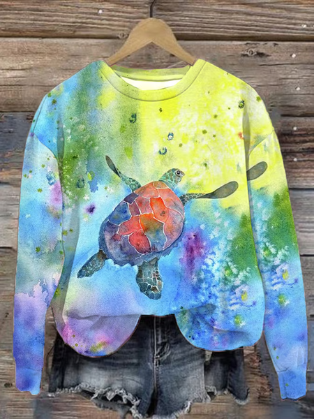 

Women's sea turtles Print Casual Sweatshirt, Blue, Hoodies&Sweatshirts