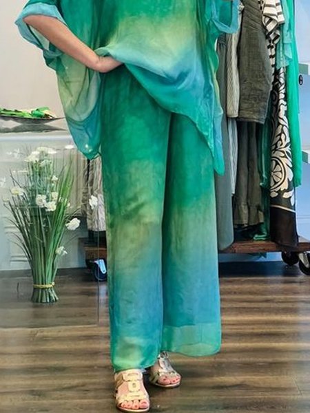 Urban Abstract Printing Baggy Pants, Green, Pants