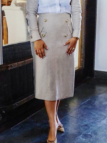 Urban Plain Midi Skirt, As picture, Skirts