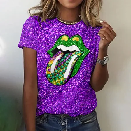 

Vintage Mardi Gras Carnival Animal Crew Neck Short Sleeve T-shirt, Purple, T-shirts