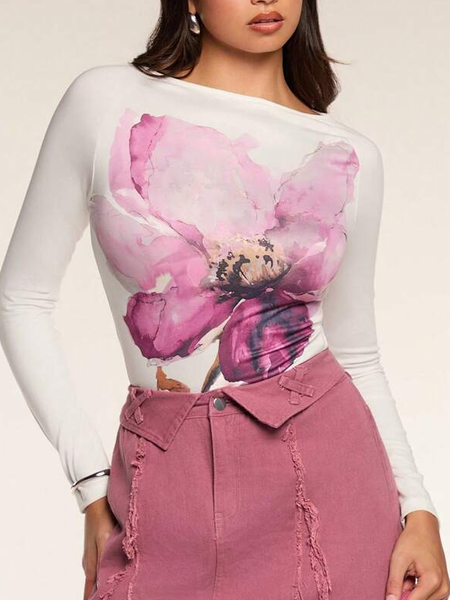 

Urban Floral Printing T-shirt, As picture, Tees