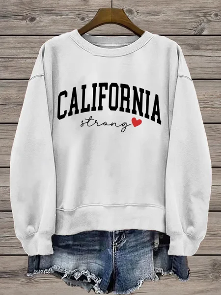 

Women's California Strong Print Sweatshirt, White, Hoodies&Sweatshirts