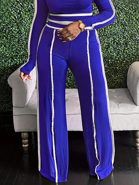 

Urban Color Block Straight Pants, As picture, Pants
