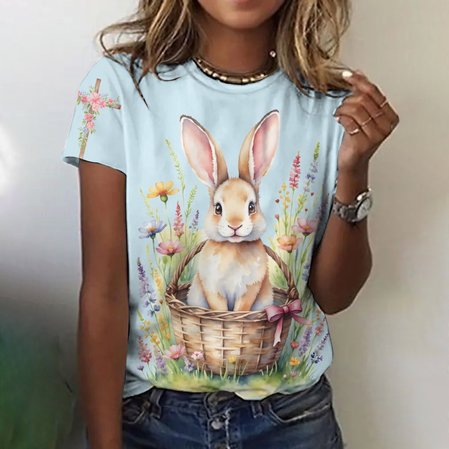 

Casual Cotton T-Shirt, Light blue, T-shirts